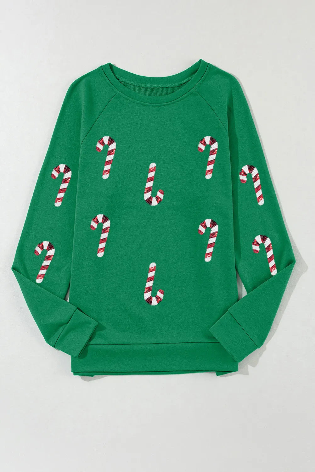 Candy Cane Round Neck Long Sleeve Sweatshirt